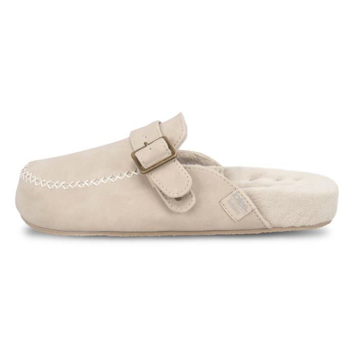 Isotoner® Ladies Suedette Open Back Moccasin Slipper Stone Extra Image 3